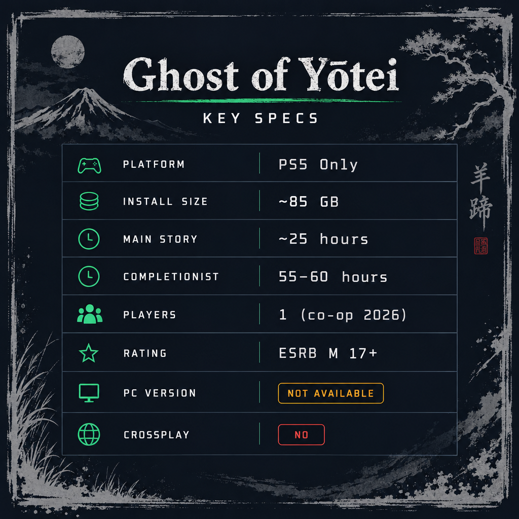 Ghost of Yōtei Specs Summary Table