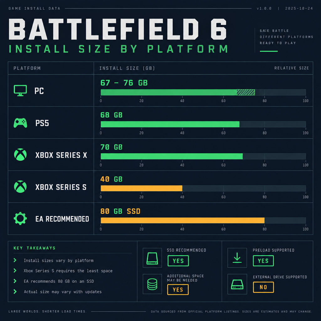 Battlefield 6 Install Size by Platform Chart