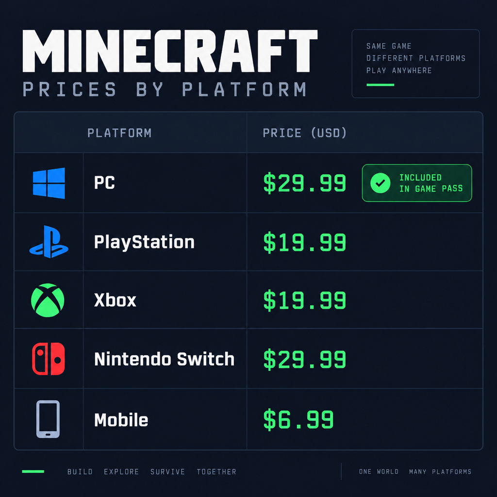 Minecraft Price by Platform Chart