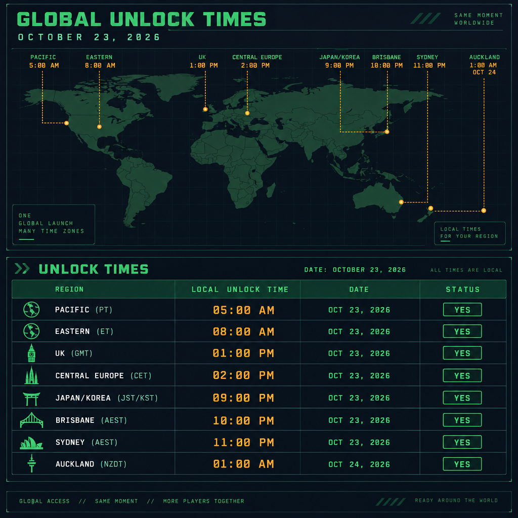 Global Release Time Zone Table