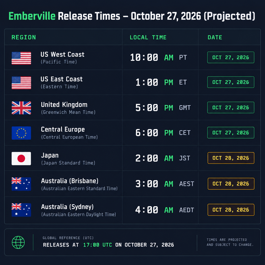 Emberville Regional Release Time Table