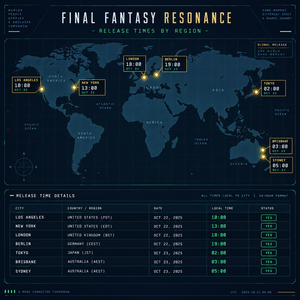 Global Release Time Zone Table