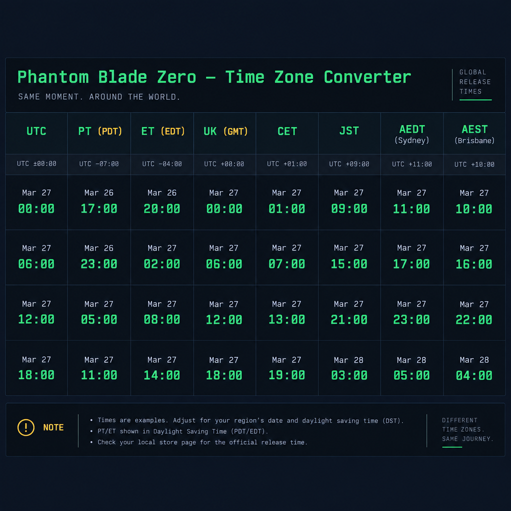 Global Release Time Zone Converter Table